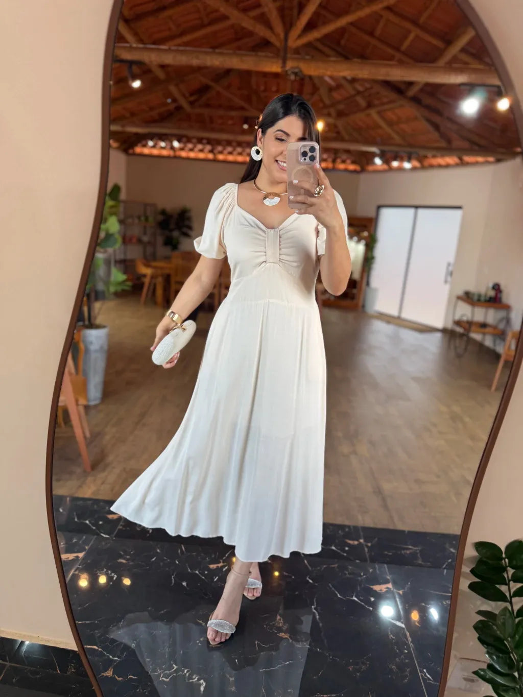 1358 | Vestido Zânia - Mídi pérola