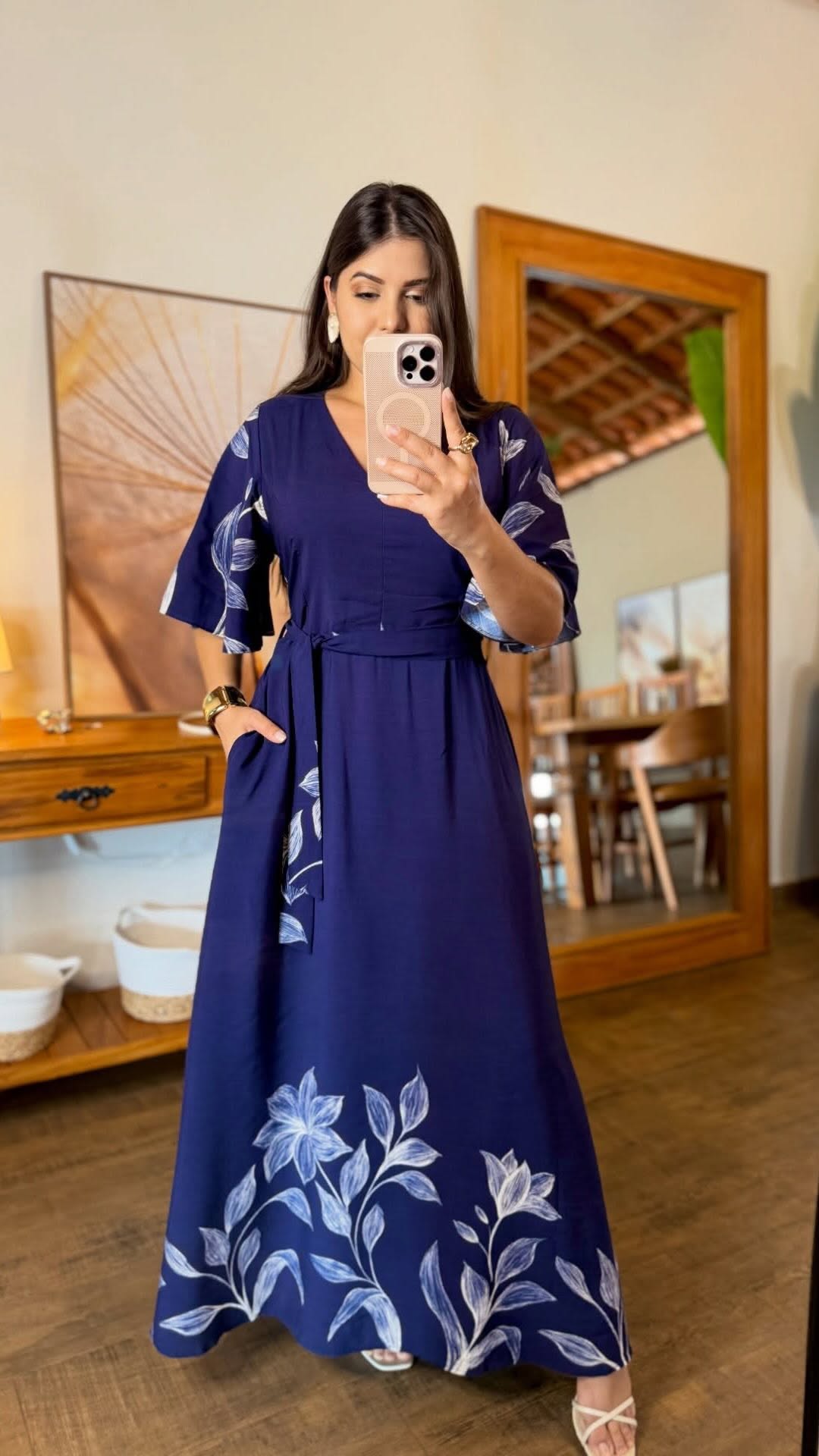 1290 | Vestido Chemise - Floral / Cintura Marcada