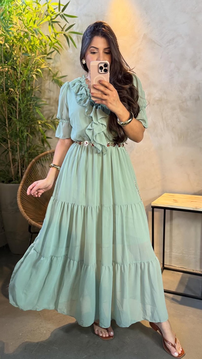 1744 | Vestido Thalita - Verde Mentya